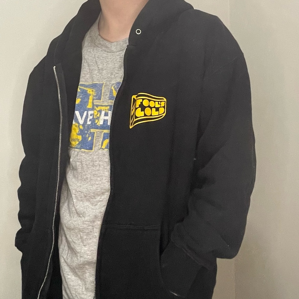 FOOL’S GOLD RECORD LABEL ZIP UP HOODIE SWEATSHIRT SIZE L MADE IN USA